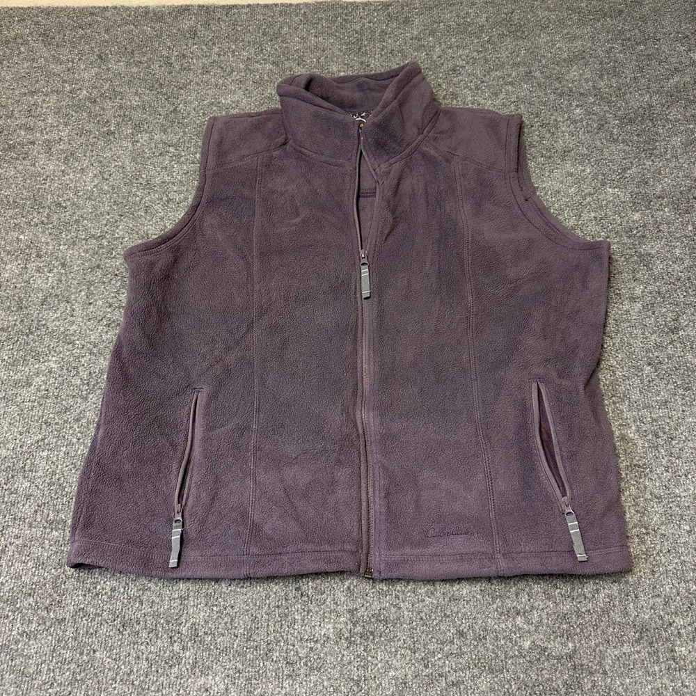 Cabelas Fleece Vest Womens Size 2XL Purple Full Zip Mock Neck Outdoor Casual